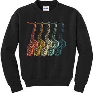 Saxophone Design Sax Lover Saxophonist Kids Sweatshirt