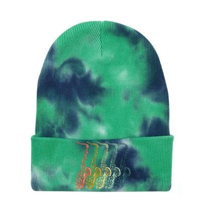 Saxophone Design Sax Lover Saxophonist Tie Dye 12in Knit Beanie