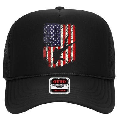 Scuba Diver Scuba Diving American Flag High Crown Mesh Back Trucker Hat