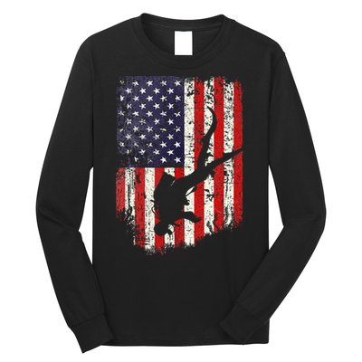 Scuba Diver Scuba Diving American Flag Long Sleeve Shirt