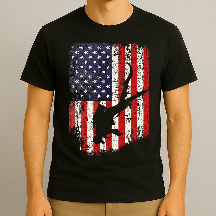 Scuba Diver Scuba Diving American Flag T-Shirt