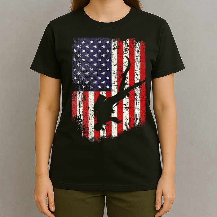 Scuba Diver Scuba Diving American Flag T-Shirt