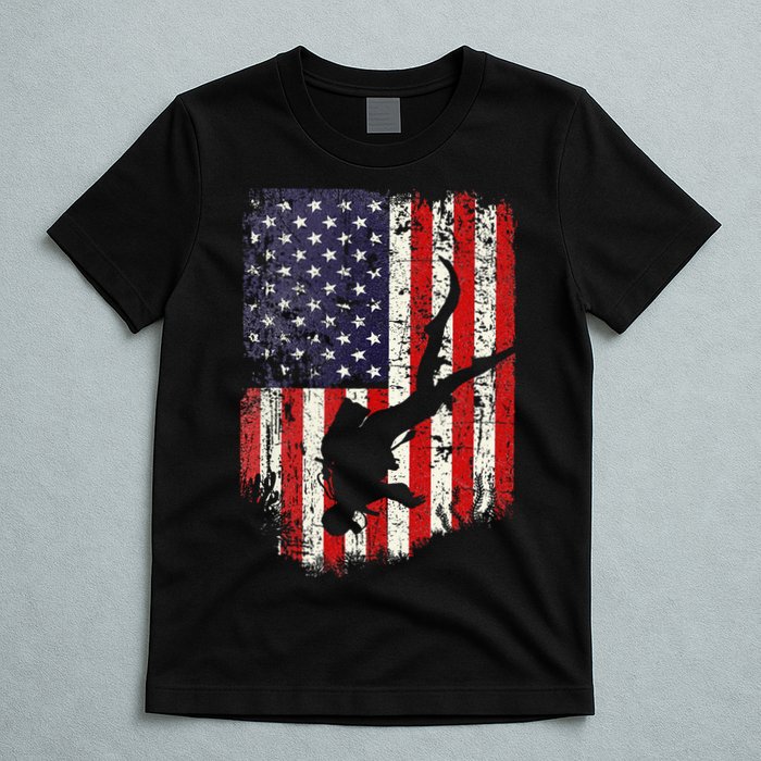 Scuba Diver Scuba Diving American Flag T-Shirt