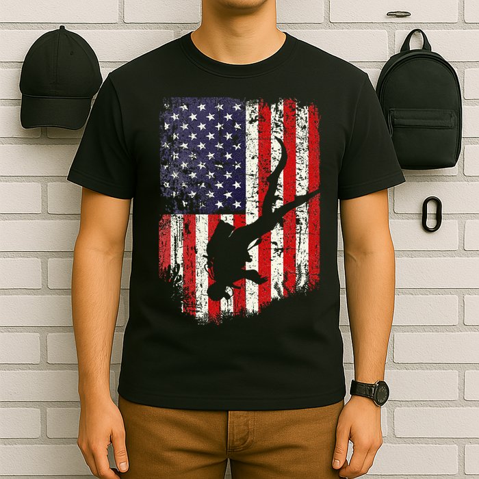Scuba Diver Scuba Diving American Flag T-Shirt