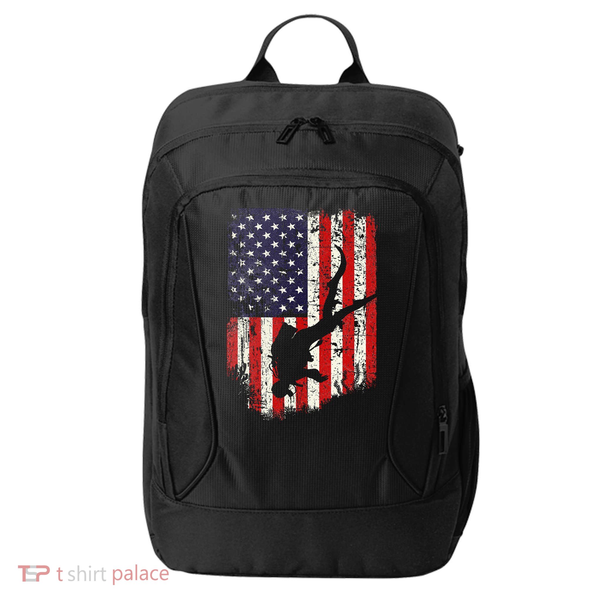 Scuba Diver Scuba Diving American Flag City Backpack