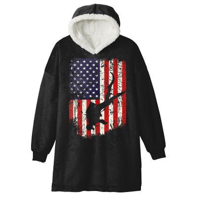 Scuba Diver Scuba Diving American Flag Hooded Wearable Blanket