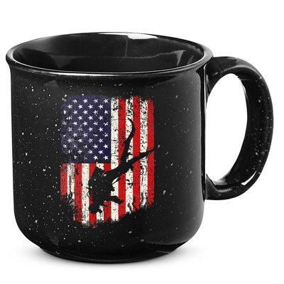Scuba Diver Scuba Diving American Flag 15oz Campfire Ceramic Mug
