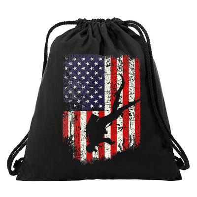 Scuba Diver Scuba Diving American Flag Drawstring Bag