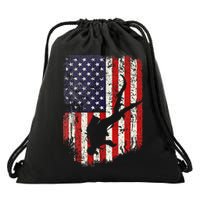 Scuba Diver Scuba Diving American Flag Drawstring Bag