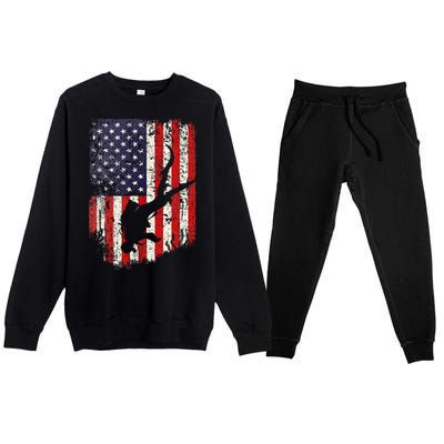 Scuba Diver Scuba Diving American Flag Premium Crewneck Sweatsuit Set