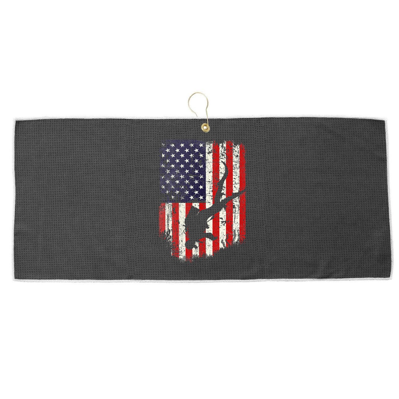Scuba Diver Scuba Diving American Flag Large Microfiber Waffle Golf Towel