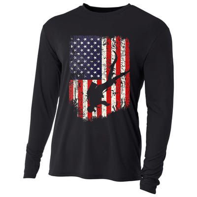 Scuba Diver Scuba Diving American Flag Cooling Performance Long Sleeve Crew
