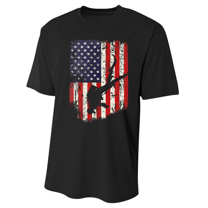 Scuba Diver Scuba Diving American Flag Performance Sprint T-Shirt