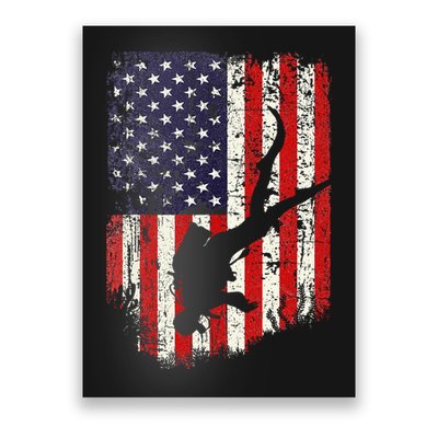 Scuba Diver Scuba Diving American Flag Poster