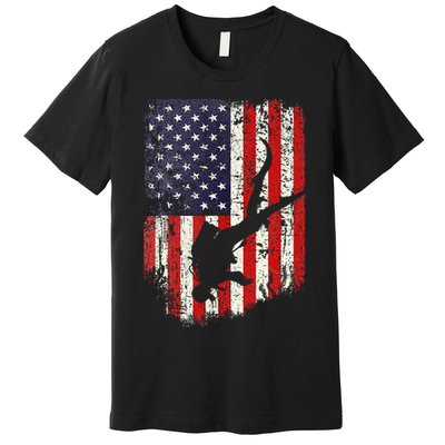 Scuba Diver Scuba Diving American Flag Premium T-Shirt