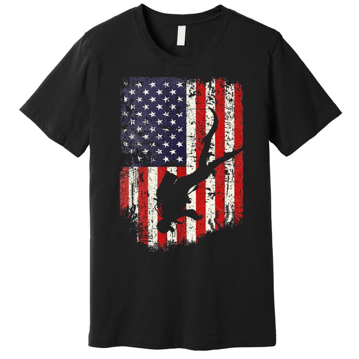 Scuba Diver Scuba Diving American Flag Premium T-Shirt