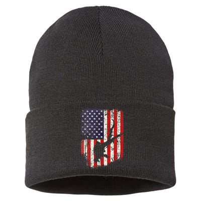 Scuba Diver Scuba Diving American Flag Sustainable Knit Beanie