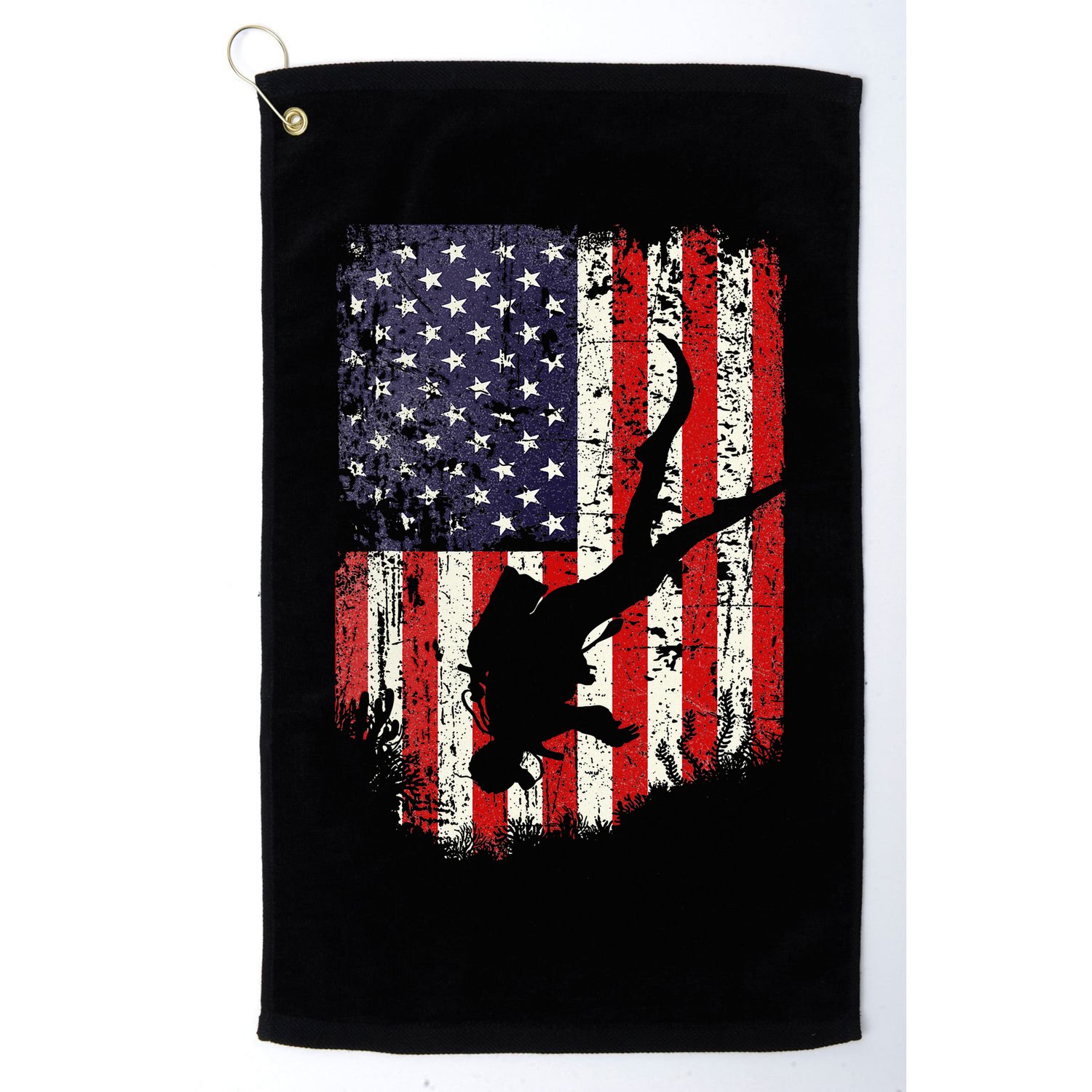 Scuba Diver Scuba Diving American Flag Golf Towel