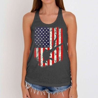 Scuba Diver Scuba Diving American Flag Women's Knotted Racerback Tank