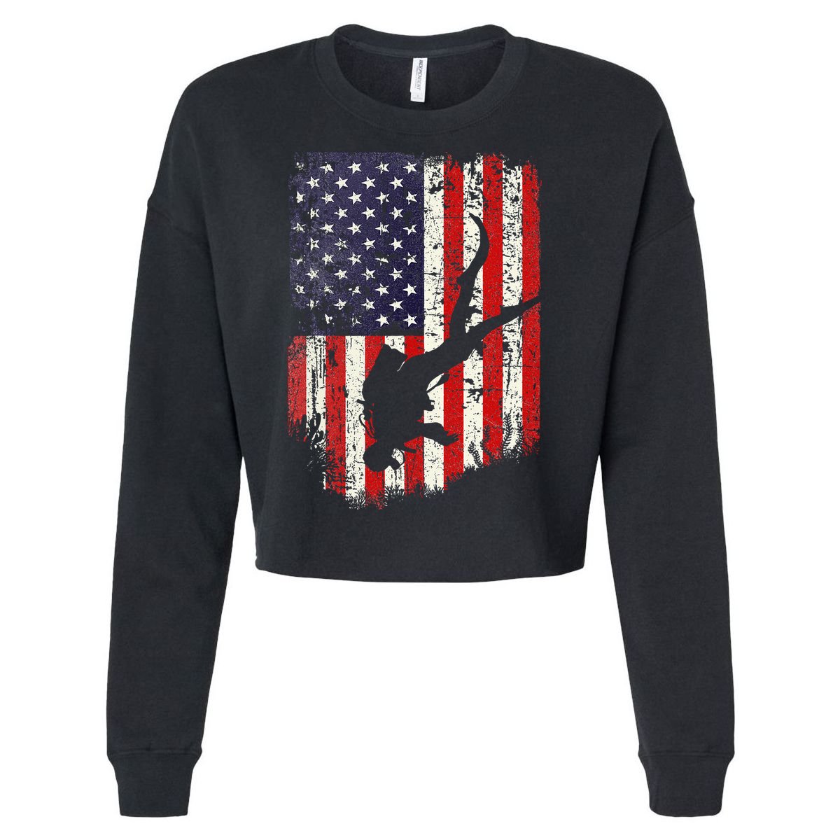 Scuba Diver Scuba Diving American Flag Cropped Pullover Crew