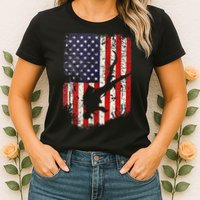 Scuba Diver Scuba Diving American Flag Womens T-Shirt