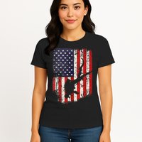Scuba Diver Scuba Diving American Flag Womens T-Shirt