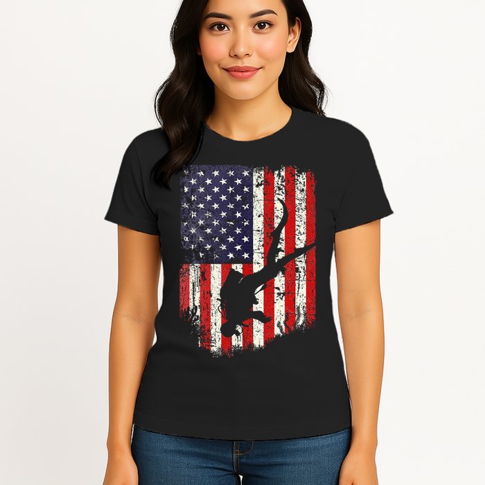 Scuba Diver Scuba Diving American Flag Womens T-Shirt