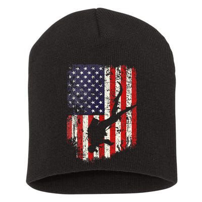 Scuba Diver Scuba Diving American Flag Short Acrylic Beanie