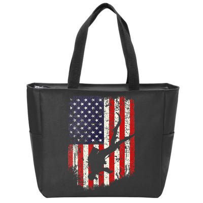 Scuba Diver Scuba Diving American Flag Zip Tote Bag