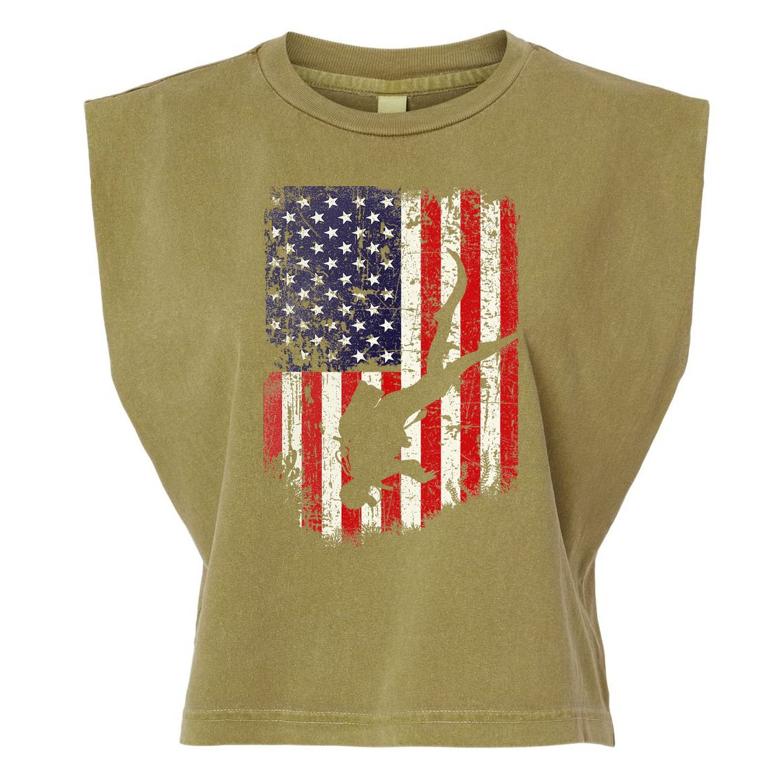 Scuba Diver Scuba Diving American Flag Garment-Dyed Women's Muscle Tee