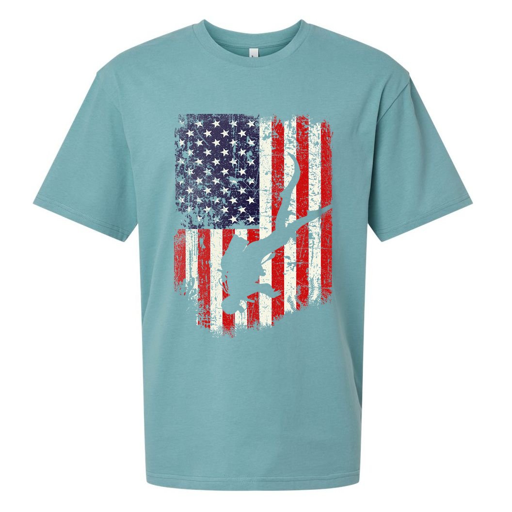 Scuba Diver Scuba Diving American Flag Sueded Cloud Jersey T-Shirt