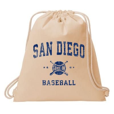 San Diego SD Vintage Baseball Throwback Retro Design Drawstring Bag