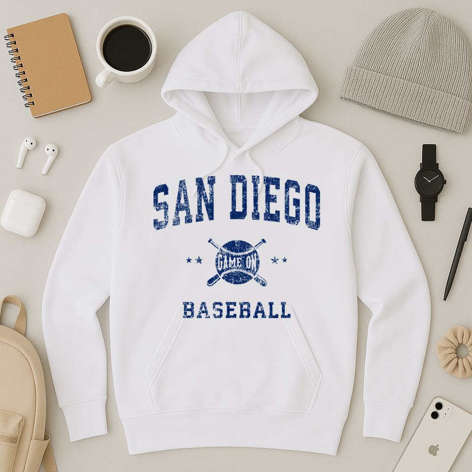 San Diego SD Vintage Baseball Throwback Retro Design Hoodie