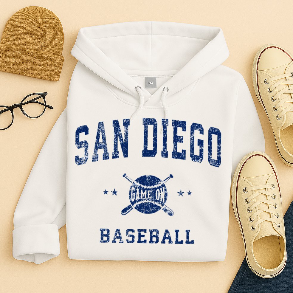 San Diego SD Vintage Baseball Throwback Retro Design Hoodie