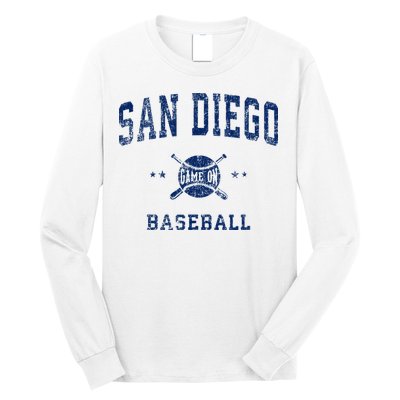 San Diego SD Vintage Baseball Throwback Retro Design Long Sleeve Shirt