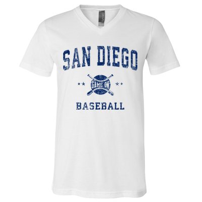 San Diego SD Vintage Baseball Throwback Retro Design V-Neck T-Shirt