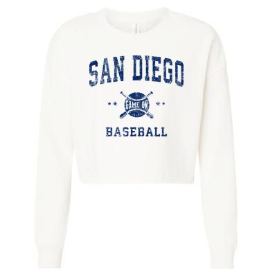 San Diego SD Vintage Baseball Throwback Retro Design Cropped Pullover Crew