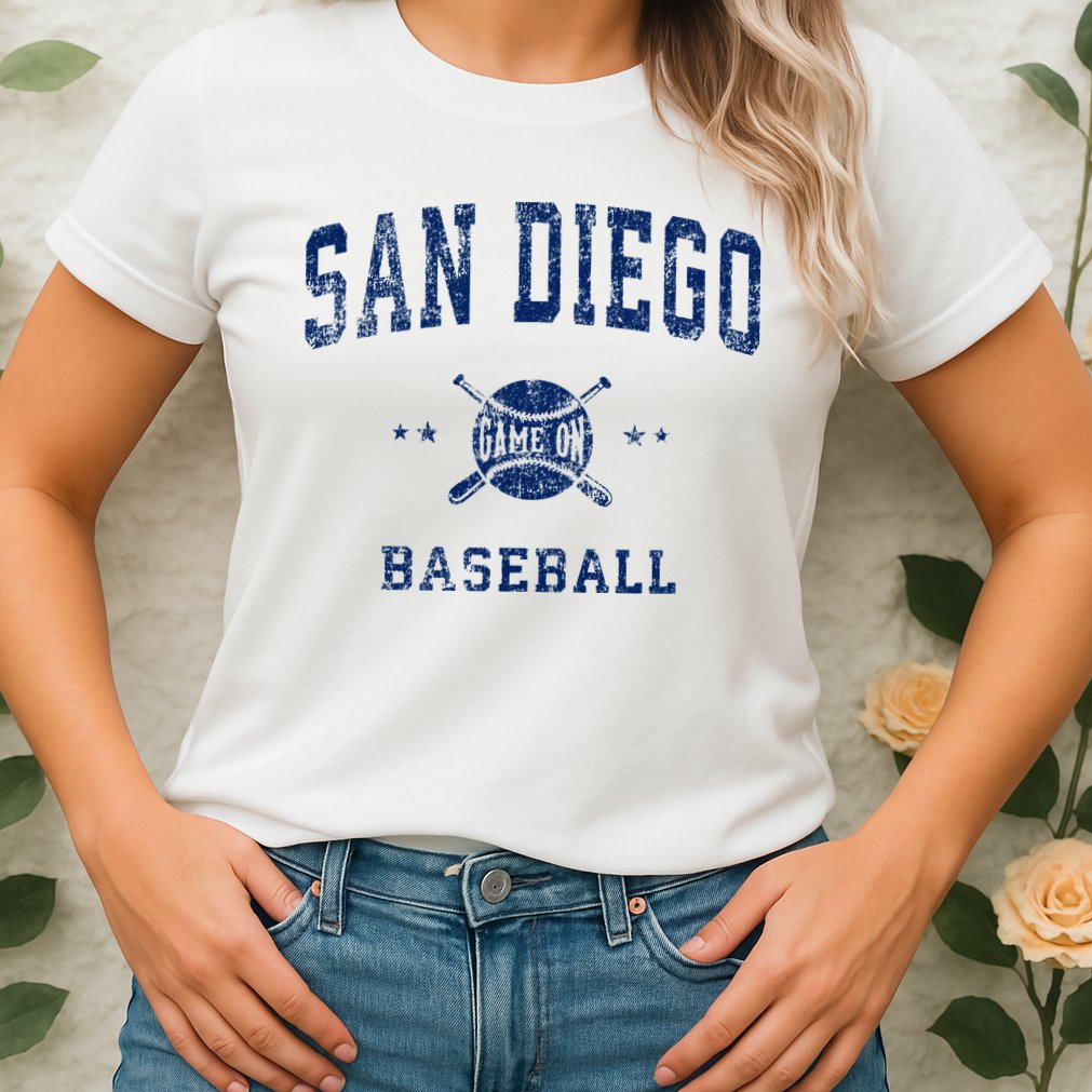 San Diego SD Vintage Baseball Throwback Retro Design Womens T-Shirt