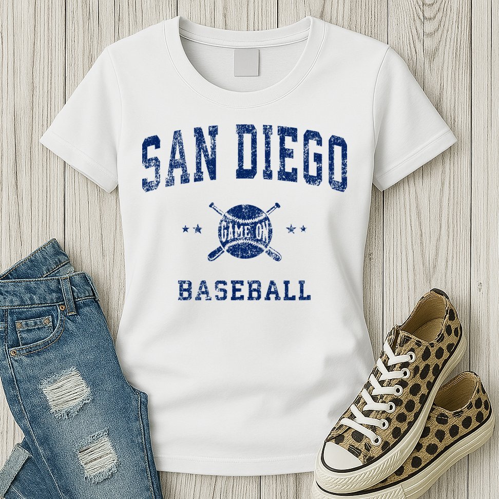 San Diego SD Vintage Baseball Throwback Retro Design Womens T-Shirt