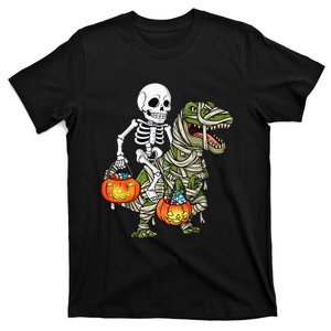 Spooky Dino Skeleton on Mummy Ride with Pumpkin T-Shirt