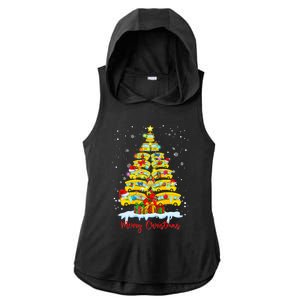 Student Delivery School Bus Driver Christmas Xmas Tree Ladies PosiCharge Tri-Blend Wicking Draft Hoodie Tank