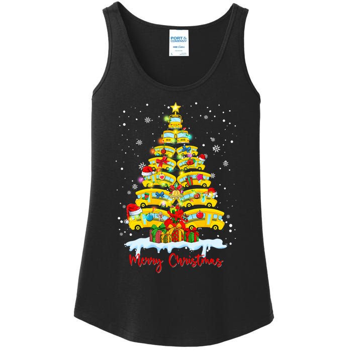 Student Delivery School Bus Driver Christmas Xmas Tree Ladies Essential Tank