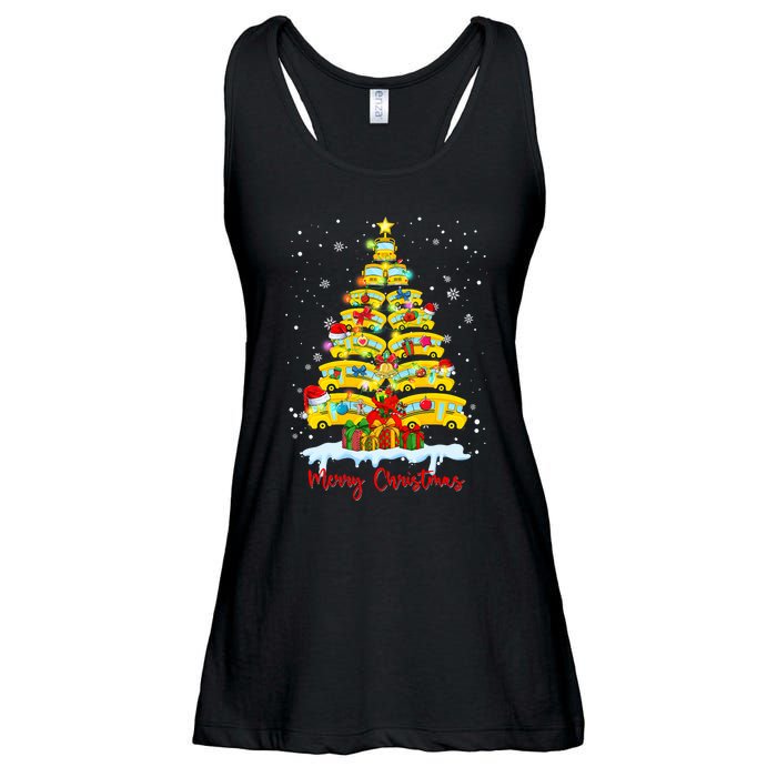 Student Delivery School Bus Driver Christmas Xmas Tree Ladies Essential Flowy Tank