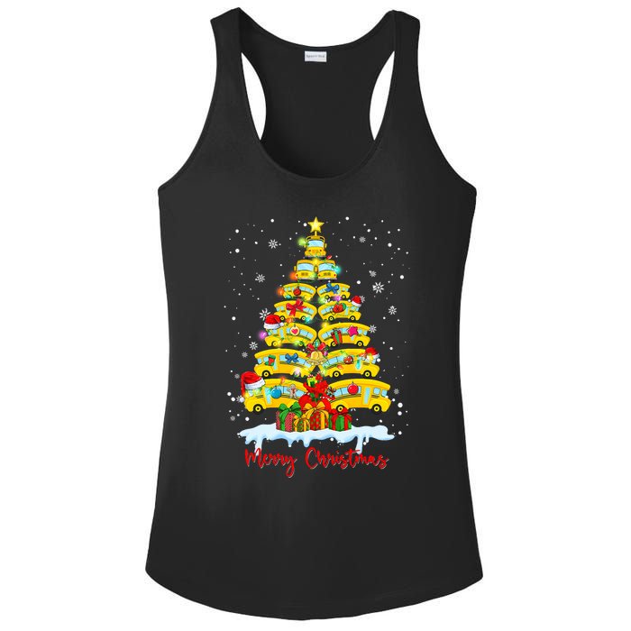 Student Delivery School Bus Driver Christmas Xmas Tree Ladies PosiCharge Competitor Racerback Tank