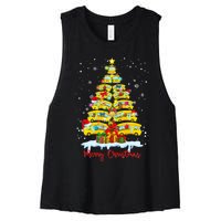 Student Delivery School Bus Driver Christmas Xmas Tree Women's Racerback Cropped Tank