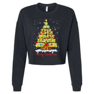 Student Delivery School Bus Driver Christmas Xmas Tree Cropped Pullover Crew