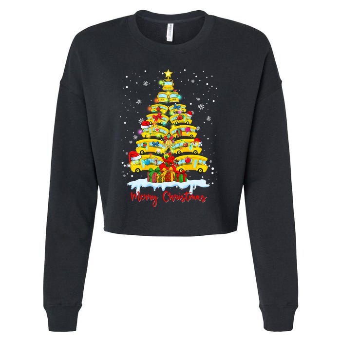 Student Delivery School Bus Driver Christmas Xmas Tree Cropped Pullover Crew