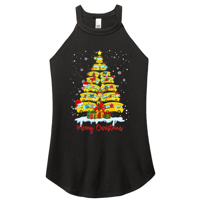 Student Delivery School Bus Driver Christmas Xmas Tree Women's Perfect Tri Rocker Tank