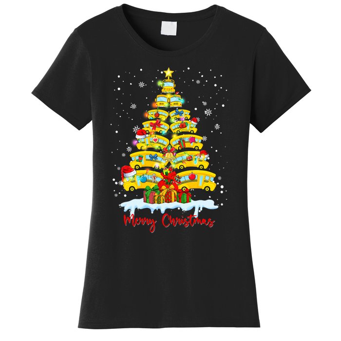 Student Delivery School Bus Driver Christmas Xmas Tree Women's T-Shirt