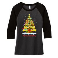 Student Delivery School Bus Driver Christmas Xmas Tree Women's Tri-Blend 3/4-Sleeve Raglan Shirt